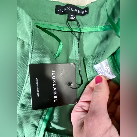 JLUXLABEL HIGH WAISTED TROUSER WIDE LEG PANT TROUSER GREEN NWT - Picture 8 of 16